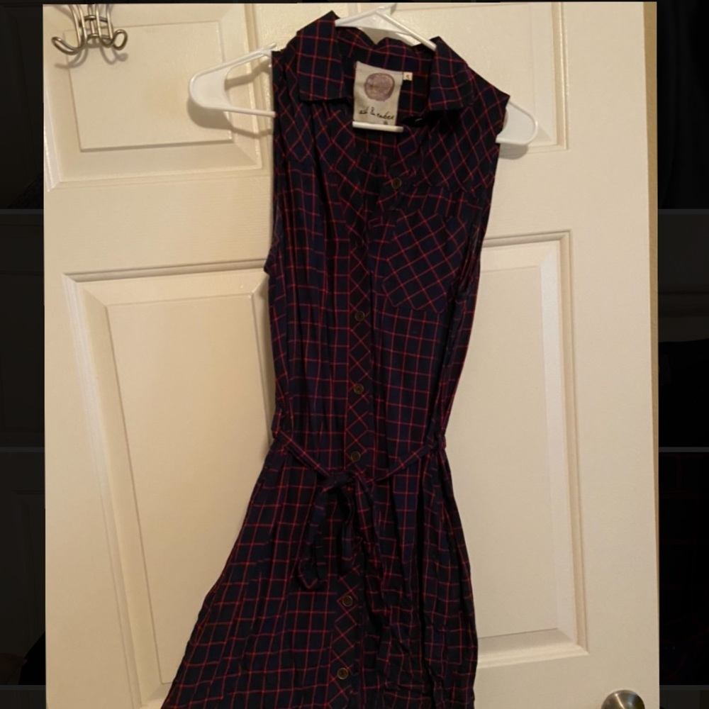 Navy & Red Plaid Dress